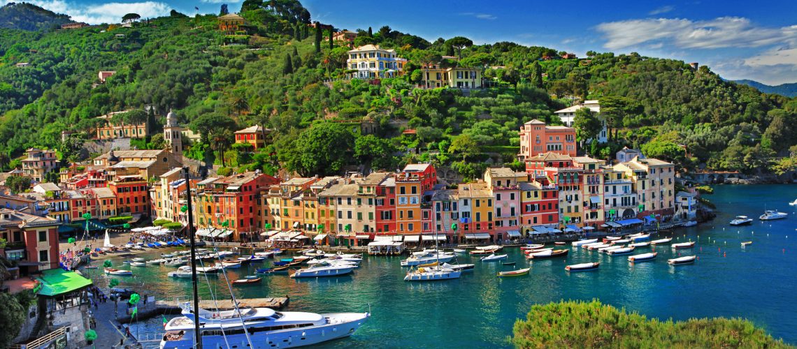 view of Portofino - beautiful town of Ligurian coast, Italy